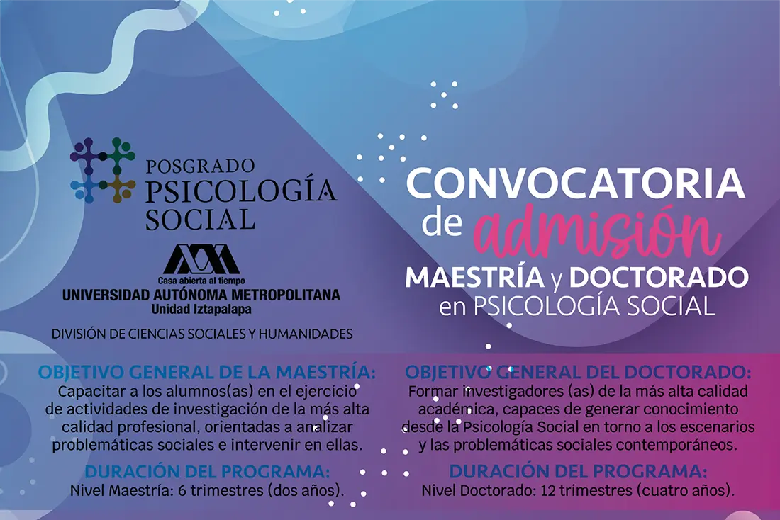 Convocatoria de Admisión Maestría y Doctorado en Psicología Social