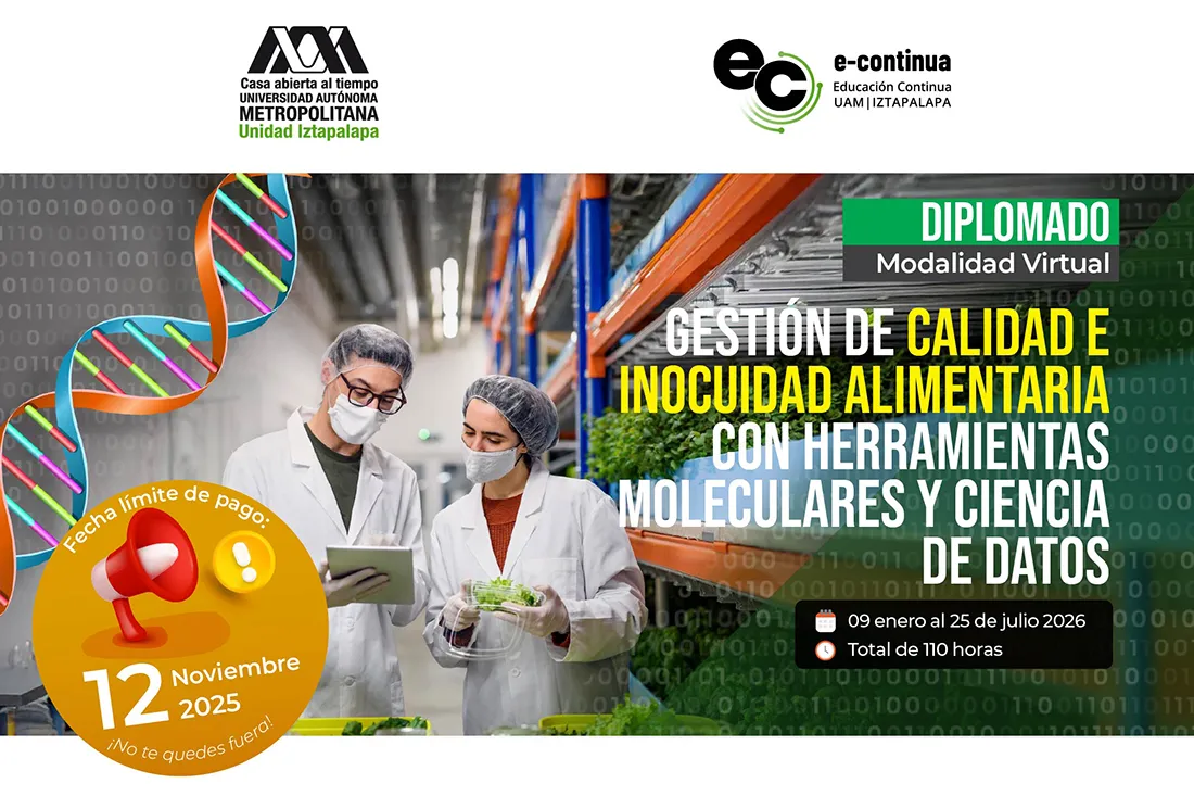 Diplomado | Gestión de calidad e inocuidad alimentaria con herramientas moleculares y ciencia de datos